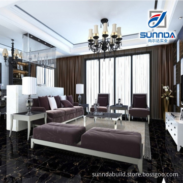 Sunnda glazed porcelain tile, inkjet polished glazed tiles,black marble floor tiles